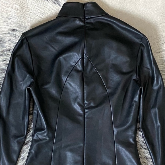 WOLFORD X AMINA MUADDI FAUX LEATHER BODYSUIT, SZ IT/36 US/0-2 - Picture 13 of 15